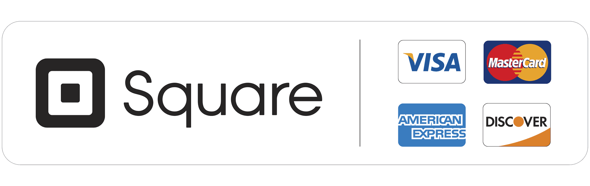 Square logo with payment options